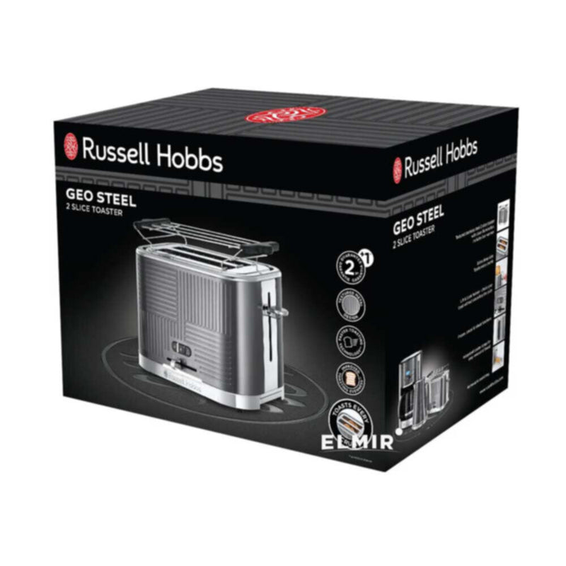 RUSSELL HOBBS | Geo Steel 2 Slice Toaster 25250 | ARURH25250GEO