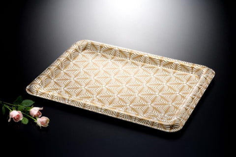 VAGUE | Acrylic Traditional Tray Beige with Gold Printing  | 02-650