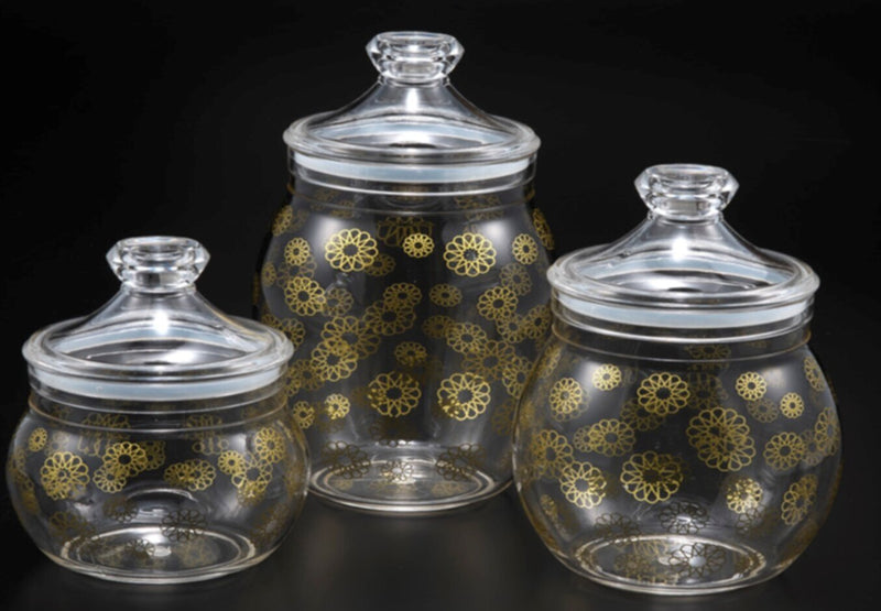 VAGUE | Acrylic Belly Round Jar W/ Gold Rose printing L | 02-710