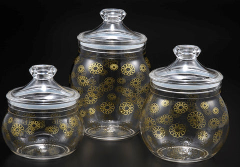 VAGUE | Acrylic Belly Round Jar with Gold Rose Printing | 02-708