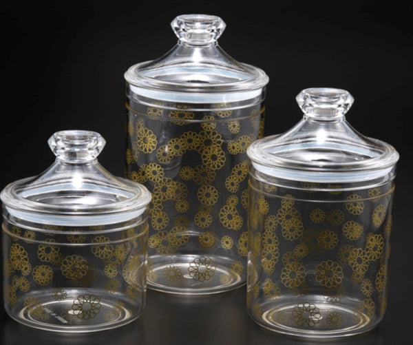 VAGUE | Acrylic Long Transparent Jar W/ Gold Rose printing M | 02-715