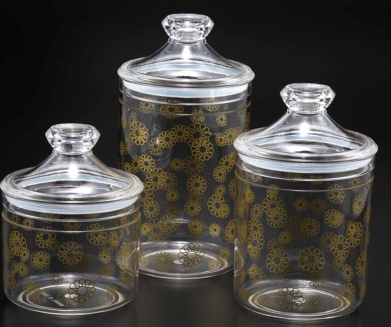 VAGUE | Acrylic Long Transparent Jar W/ Gold Rose printing S | 02-714