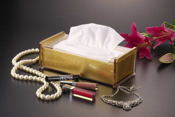 VAGUE | Acrylic Injection tissue gold bottom-27x14x9 cm | 02-810