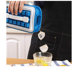 Generic Portable Ice Cube Molds Flask With Lid, Reusable Silicone Leakproof Ice Cube Ball Maker - Blue and White | JPL4018