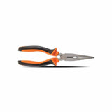 CLARKE | Long Nose Plier 8 inch Polished Head with Slip Resistant Orange Color Handle | NPL8C