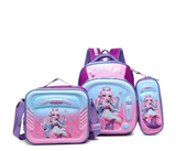 STARGOLD 3-Piece School Backpack Set 12 Inch For Girls Backpack Plus Lunch Bag Plus Pencil Case - SG-BP224 Purple 3 | JPO6386
