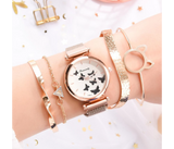 Ladies Butterfly Watch Set by Rinnandy Rose Gold with 4 Bracelets | JPN1501