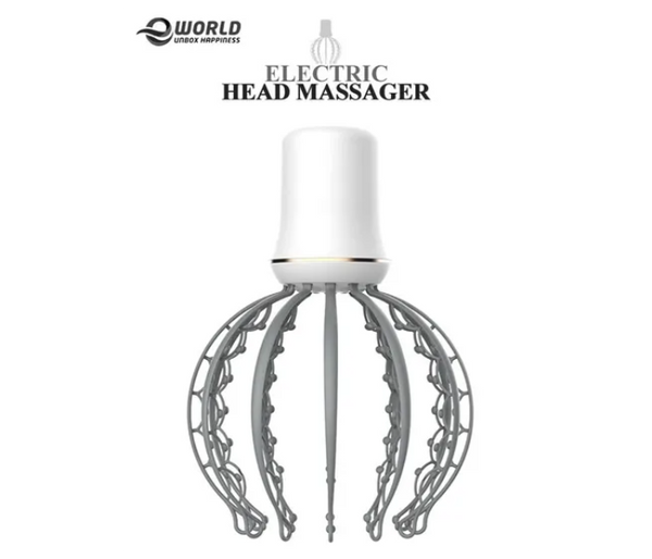 500mAh Rechargeable Electric Octopus Head Back and Body Massage for Stress Relaxation - White and Grey | JPK9879