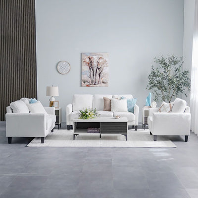 DANUBE | Gamorah 3+2+1 Seater Fabric Sofa Set Cream | 810302801417-1