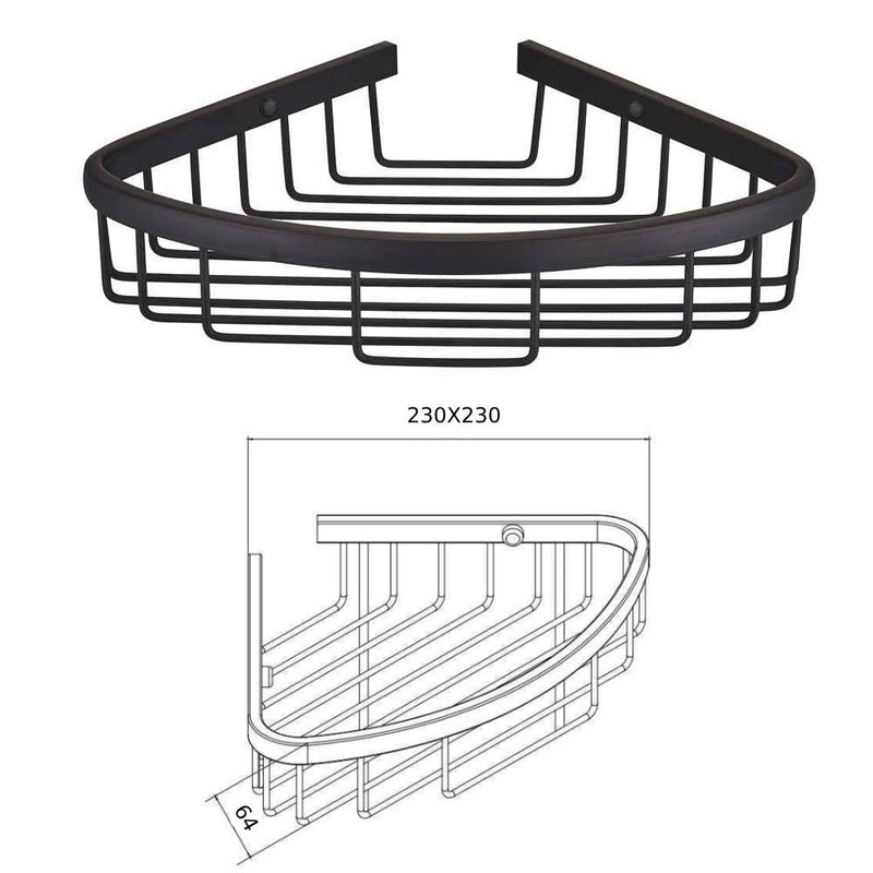 MILANO | Dora Stainless Steel Corner Single Basket Matt Black | 140400501087