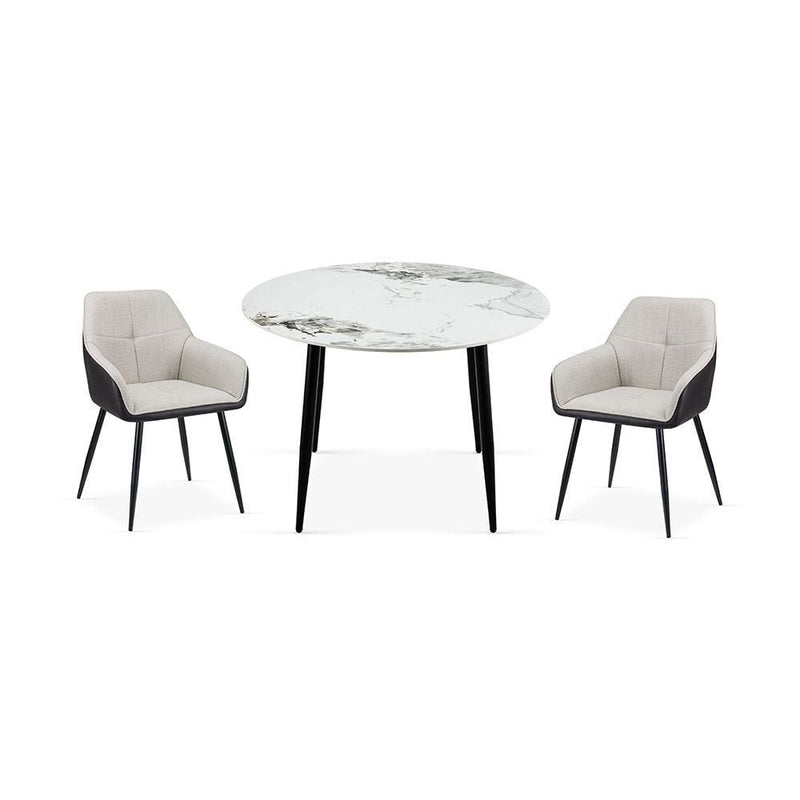 Elmont 1 + 4-Seater Dining Set with Elmont Dining Chair - White/Black/Brown - With 2-Year Warranty