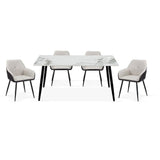 Elmont 1 + 6-Seater Dining Set with Elmont Dining Chair - White/Black/Brown - With 2-Year Warranty