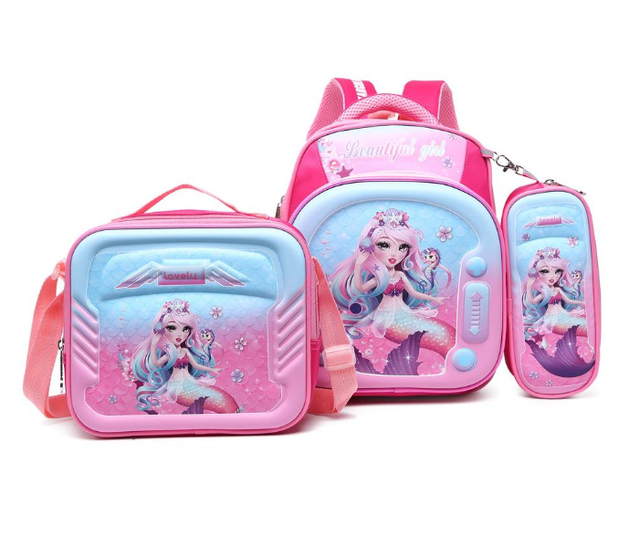 STARGOLD 3-Piece School Backpack Set 12 Inch For Girls Backpack Plus Lunch Bag Plus Pencil Case - SG-BP224 Pink 2 | JPO6384