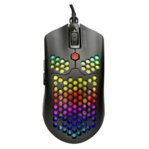 DRAGONWAR | Ultra-Light Honeycomb RGB Gaming Mouse 12000 DPI Black | ELE-G25-BK