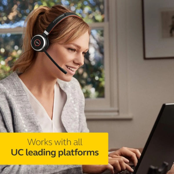 JABRA | Evolve 65 UC Stereo Wireless Bluetooth Headset / Music Headphones Includes Link 360 | 100-98500000-99