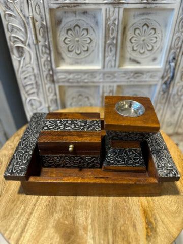 NAQSH GALLERY | Dark Brown Incense Burner Set | 10000289