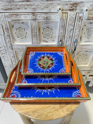 NAQSH GALLERY | Blue And Orange Designs Tray Set | 10000351