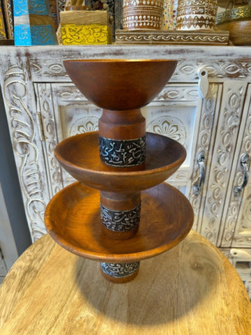 NAQSH GALLERY | 3 Cake Stands Dark Brown | 10000361