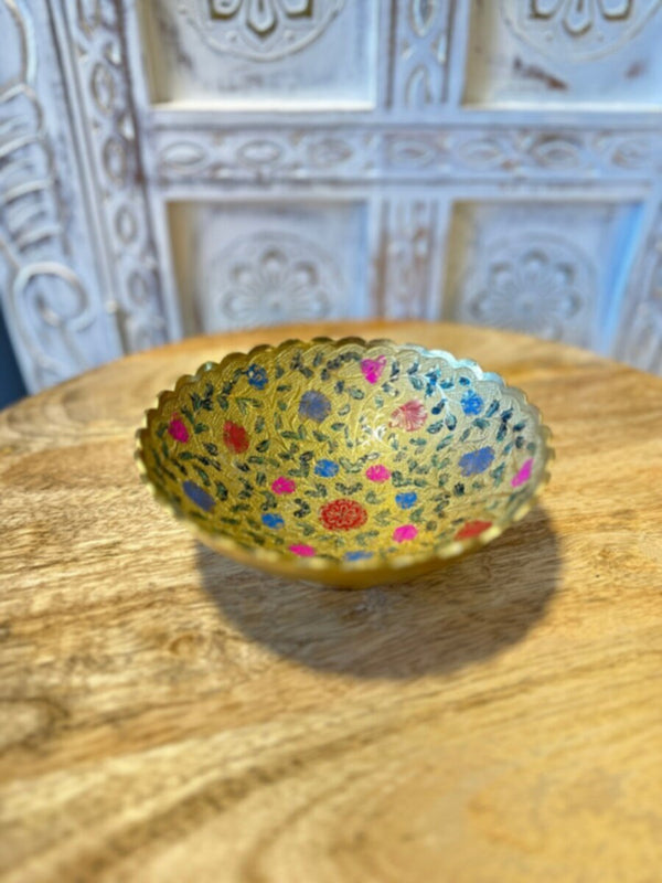 NAQSH GALLERY | Small Metal Bowl With A Delicate Flower Design | 10000397