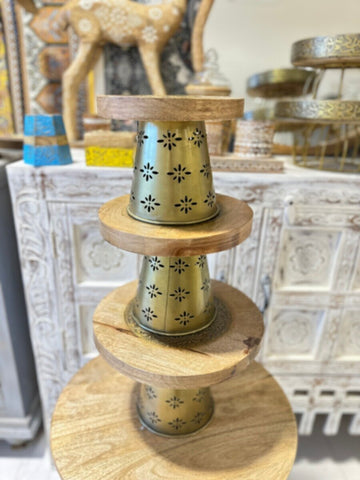 NAQSH GALLERY | Wooden Cake Stand Metal Base | 10000426