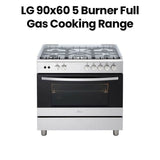 LG | Stainless Steel 5 Burner Full Gas Removable Door Glass Rotisserie Grilling Full Safety System 90x60cm | FA415RMA