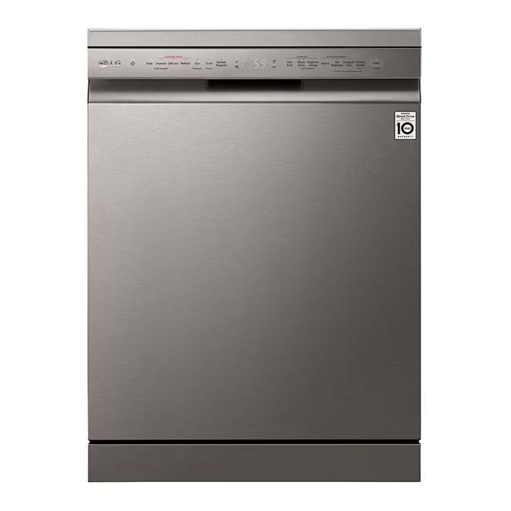 LG | QuadWash Dishwasher  8 Programs + 14 Place Settings EasyRack Plus Turbo Cycle ThinQ Platinum Silver | DFC435FP APZPMEA