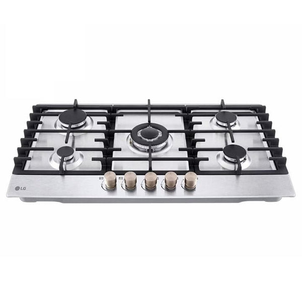 LG | 5-Burner Gas Hob 90cm Heavy Duty Grates 4.0kW Power Knob Control With Stainless Steel Finish Silver | CG5Z3626S CSTQLGF