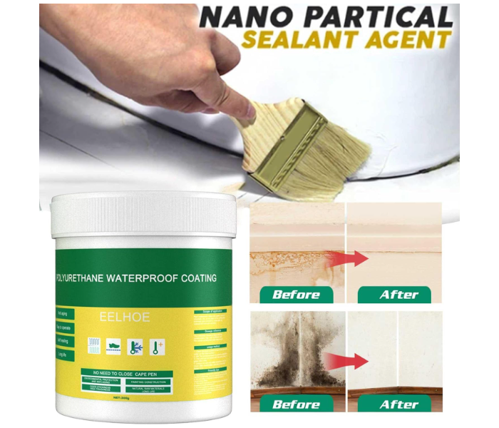 Super sealant Invisible Waterproof Insulation Agent Sealant, Waterproof Sealant with Brush, Waterproof Polyurethane Coating for Bathroom, Toilet, Tiles, Walls, Roof Repair 300g | JPN8641
