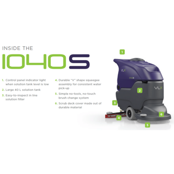 VLX | 50cm Walk-Behind Scrubber-Dryer Battery Type | 1040S-B