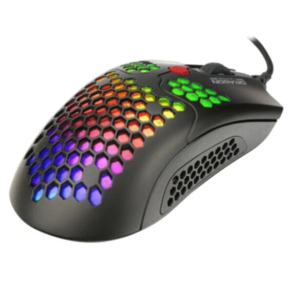DRAGONWAR | Ultra-Light Honeycomb RGB Gaming Mouse 12000 DPI Black | ELE-G25-BK