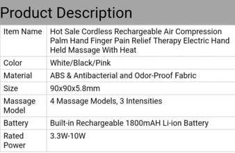 Wireless Hand Massager | 110100HNDM