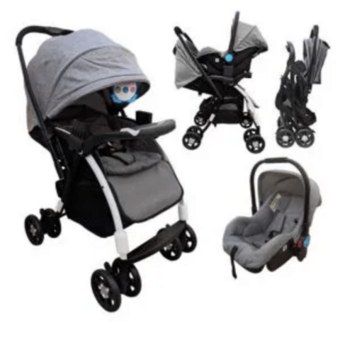 Kidscool Single Baby Stroller With Car Seat For Babies Grey | 116 grey