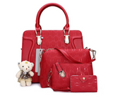 4 Pieces Luxury sweatheart Rhinestone Crystal Diamond Evening purse Ladies wedding Hand Bag - Red | JPN1654