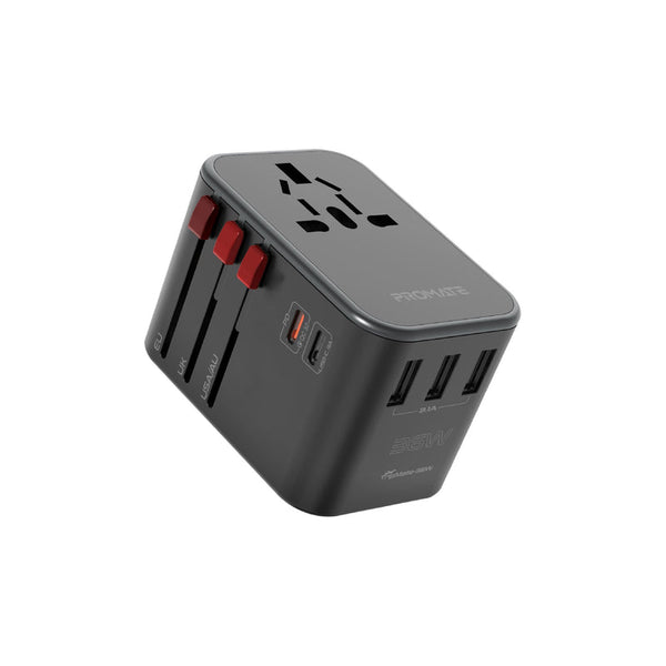 PROMATE | Travel Adapter With 20W PD ,UK/US/EU/AU PLUGS | TRIPMATE-36W