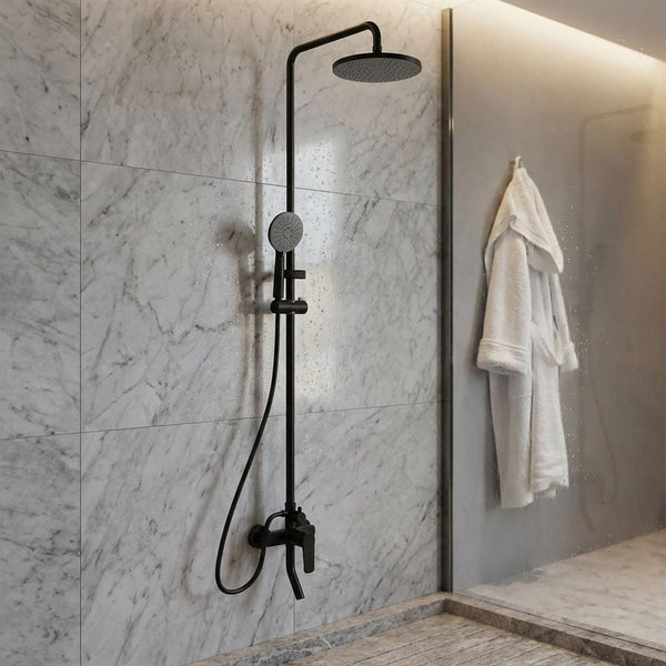 MILANO | Plus Brown Rain Shower Set Matt Black | 140100100947