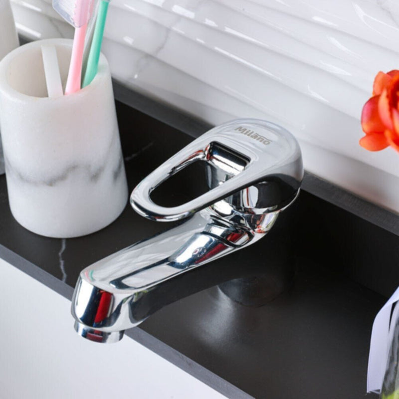 MILANO | Tarki Basin Mixer Tap with Pop Up Waste & Flexible Pipe | 140100200188