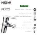 MILANO | Prato Basin Mixer Tap with Pop Up Waste & Flexible Pipe | 140100200364