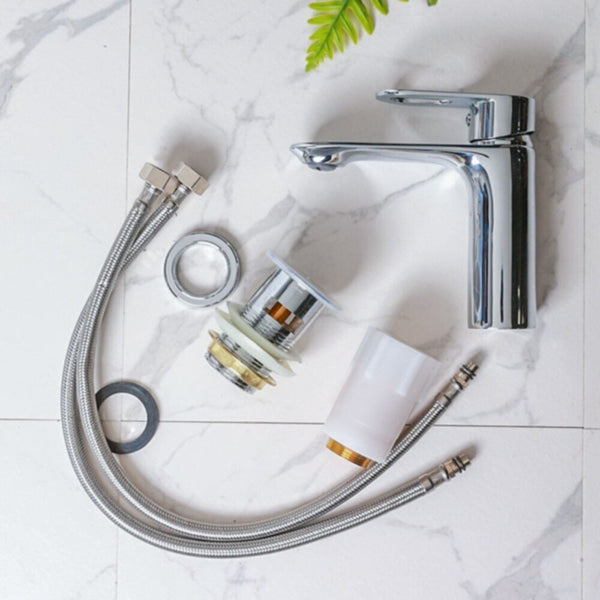 MILANO | Dito Basin Mixer Tap with Pop Up Waste & Flexible Pipe | 140100200590