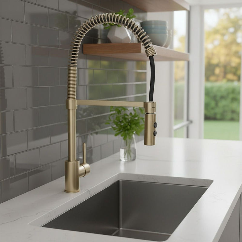 MILANO | Plus Pia Spring Pullout Sink Mixer Matt Gold | 140100300499