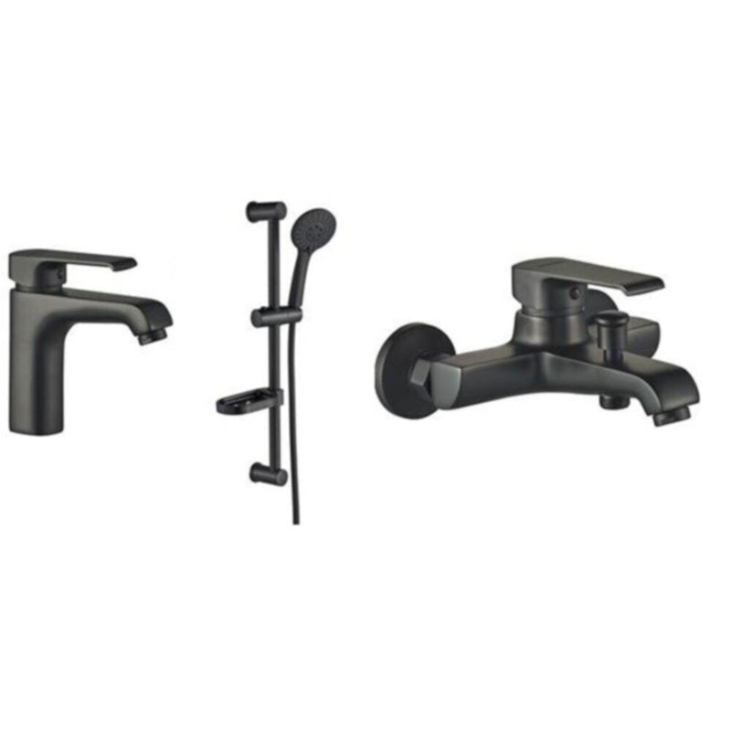 MILANO | Time 3 Pcs Set Of Basin Mixer, Shower Mixer & Shower Kit-Matt Black | 140100600177