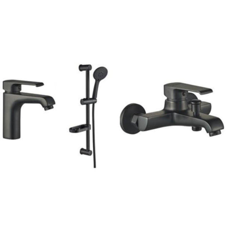 MILANO | Time 3 Pcs Set Of Basin Mixer, Shower Mixer & Shower Kit-Matt Black | 140100600177