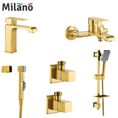 MILANO | Power Collection - Matt Gold (Basin+Bath+Shattaf+Angle+Valve+Kit) | 140100600179