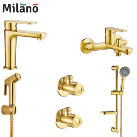 MILANO | Verdi Collection - Matt Gold (Basin+Bath+Shattaf+Angle Valve+Kit) | 140100600181