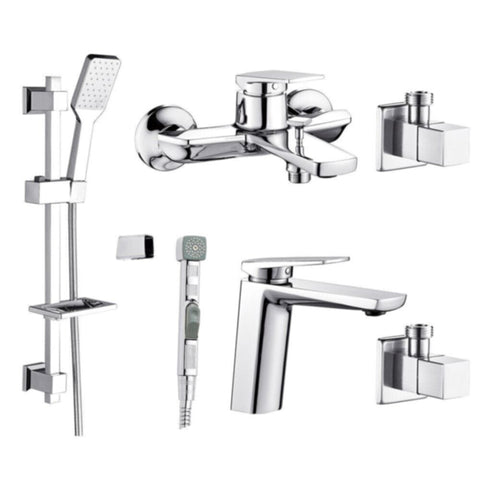 MILANO | Yana Collection 6 Pcs Set Of (Basin+Bath+Shattaf+2Pcs Angle Valve+Kit)-Made In China | 140100600185
