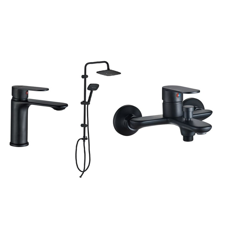 MILANO | Luxe Manila Collection 3 In 1 Matt Black Basin +Bath+Shower Column Made In China | 140100600187