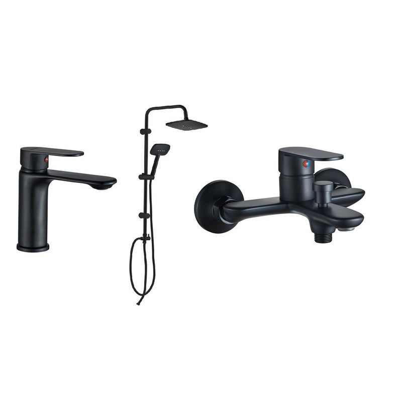 MILANO | Luxe Manila Collection 3 In 1 Matt Black Basin +Bath+Shower Column Made In China | 140100600187