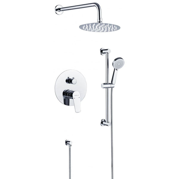 MILANO | Plus Bayz Plus Two-Way Concealed Bath Shower Mixer Complete Set Modern Wall-Mounted Bathroom Faucet with Durable Brass Construction & Sleek Concealed Design Set Chrome | 140100800856