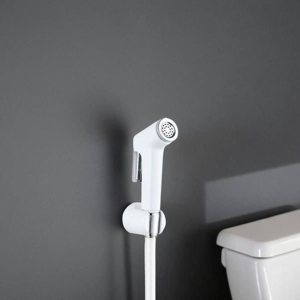 MILANO | Plus Royal Shattaf Se Premium Handheld Hose & Holder PVC Finish Leak-Proof Design Ideal for Bathroom Hygiene & Comfort White | 140200100284