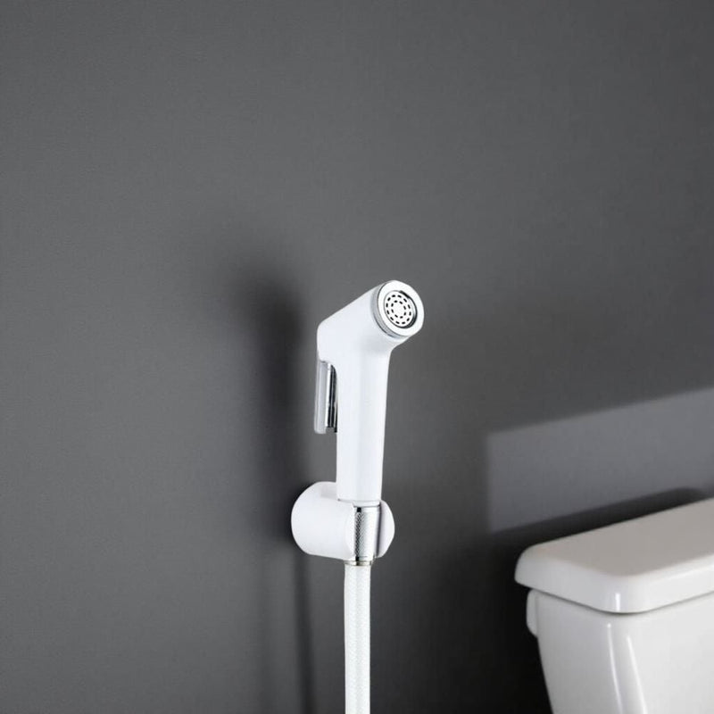 MILANO | Plus Royal Shattaf Set Premium Handheld Hose & Holder PVC Finish Leak Proof Design Ideal for Bathroom Hygiene & Comfort White | 140200100284