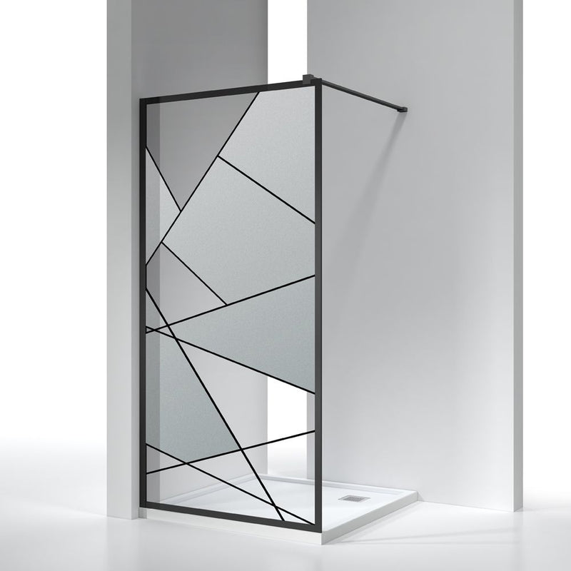 MILANO | Shower Partition Black+Silk Print 1000*2000 Made In China | 140300600082
